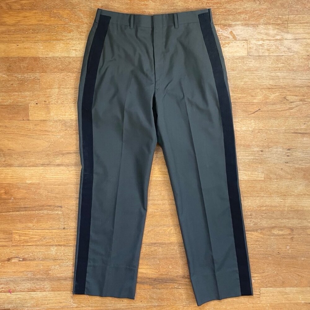 Vintage Mens Military Pants Size 34x30 1970s Olive Green Wool Blend Trousers